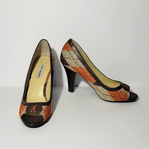 Steve Madden Plaid Brown and Orange Shoes MIDAS Chestnut Low-Top Lace-Up Men main image 2